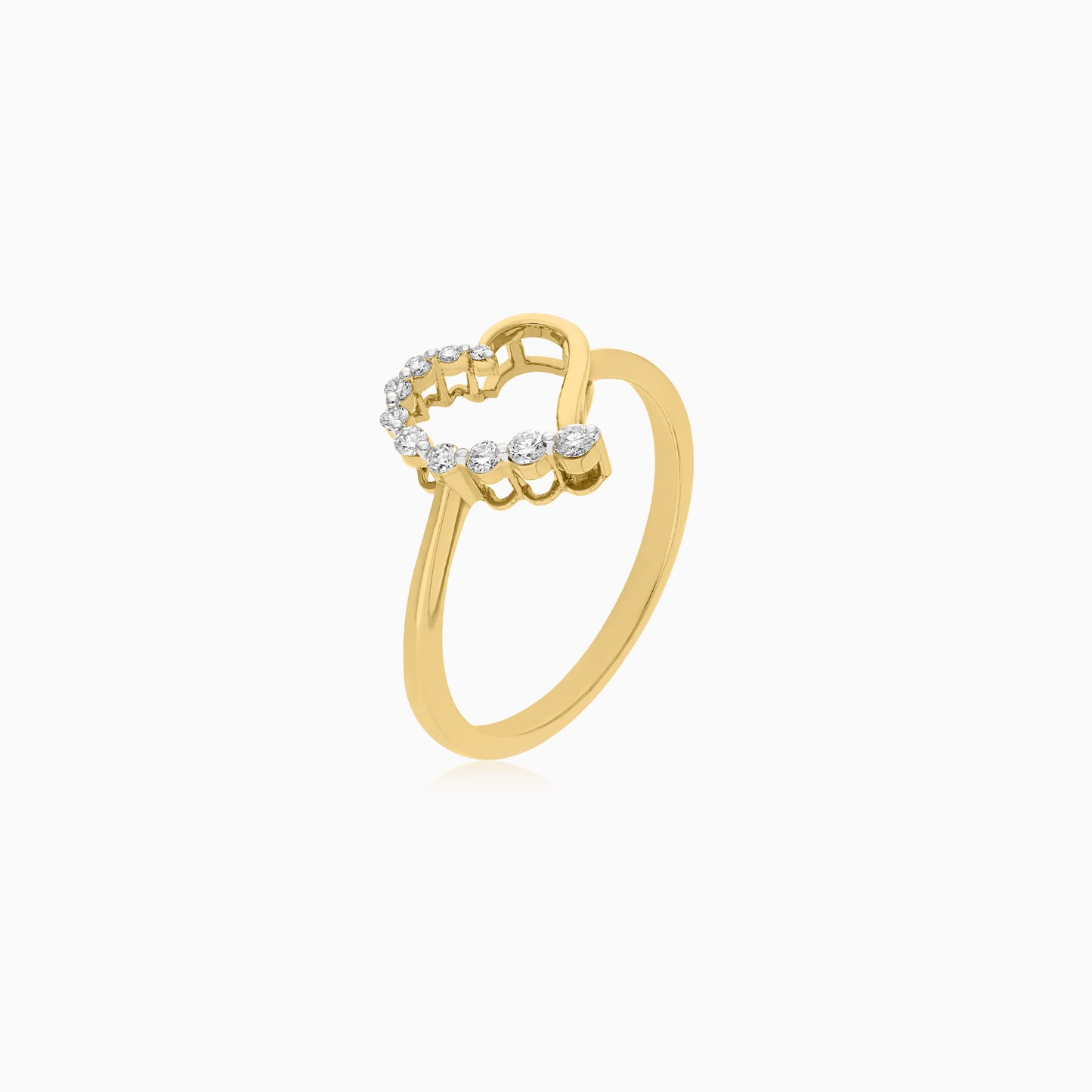 18k Yellow Ring with Natural Diamond Heart shape