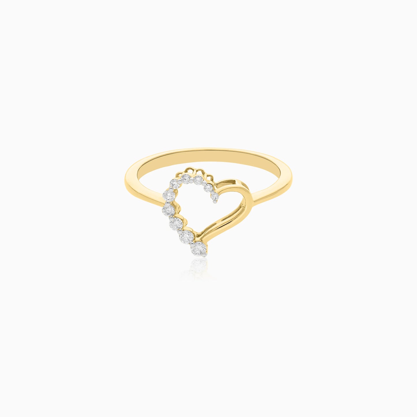 18k Yellow Ring with Natural Diamond Heart shape