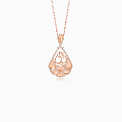 18K Rose Gold Necklace with 'Mother' Centerpiece Adorned with Natural Diamonds