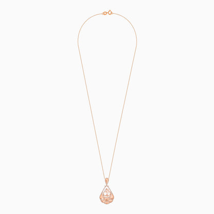 18K Rose Gold Necklace with 'Mother' Centerpiece Adorned with Natural Diamonds