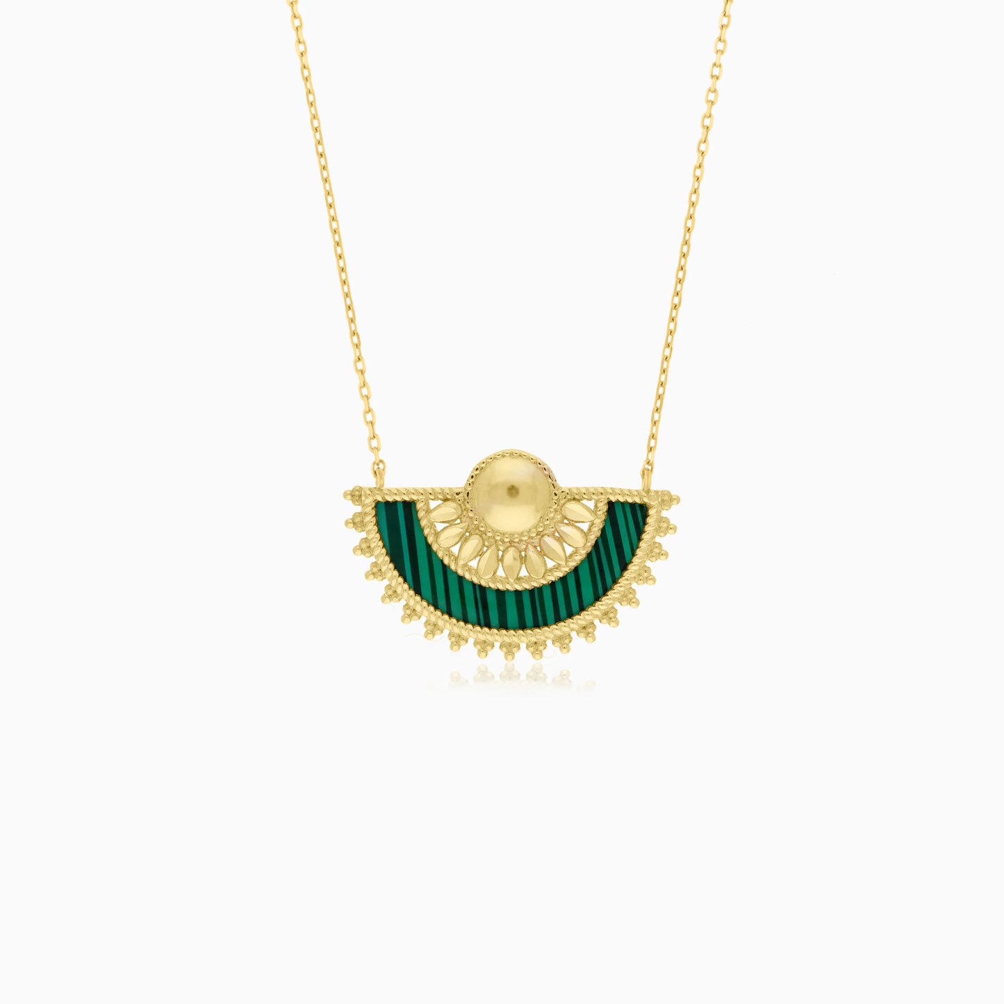 Elegant 18K Gold Necklace Featuring Malachite – Shnaf Collection