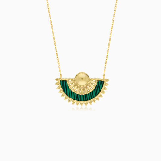 Elegant 18K Gold Necklace Featuring Malachite – Shnaf Collection