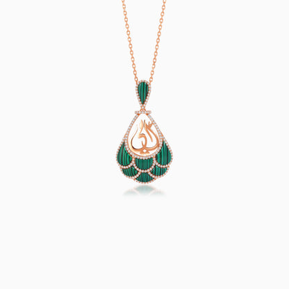 18K Rose Gold "Mother" Necklace with Natural Diamonds and Malachite