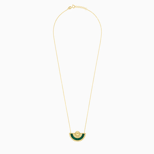 Elegant 18K Gold Necklace Featuring Malachite – Shnaf Collection