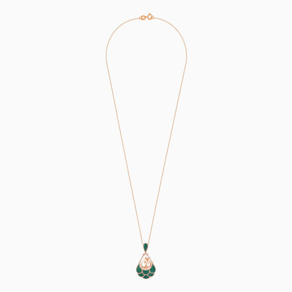 18K Rose Gold "Mother" Necklace with Natural Diamonds and Malachite
