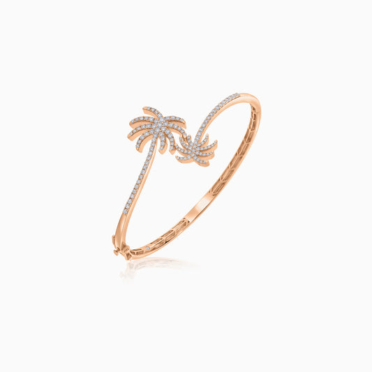 18K Rose Gold Palm Tree Bangle Decorated with Natural Diamonds | Al Nakhla Collection