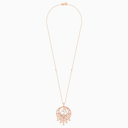 18K Rose Gold Mother Necklace with Mother of Pearl and Natural Diamonds