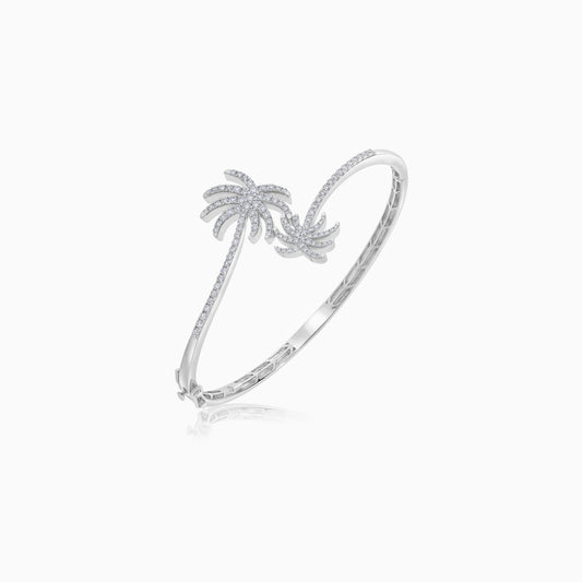 18k White Gold Palm Tree Bangle Decorated with Natural Diamond | Al Nakhla Collection