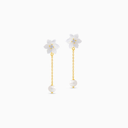 Earrings 18K Gold with Mother of Pearls & Dangling Pearls