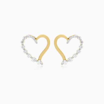 Dunyati Collection: 18K Yellow Gold Heart-Shaped Diamond Earrings