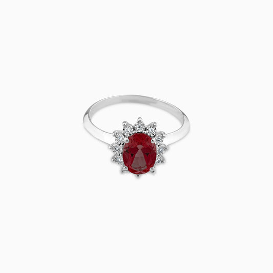 18K WHITE GOLD RING DECORATED WITH NATURAL DIAMOND AND RUBY STONES