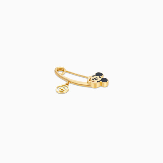 Disney- Mickey & Friends- 18 KT Yellow Gold- Mickey face & Disney logo- Baby Brooch with  Enamel