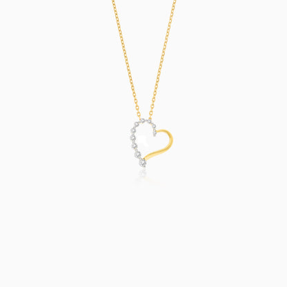 18K Yellow Gold Heart-Shaped Diamond Necklace | Dunyati Collection