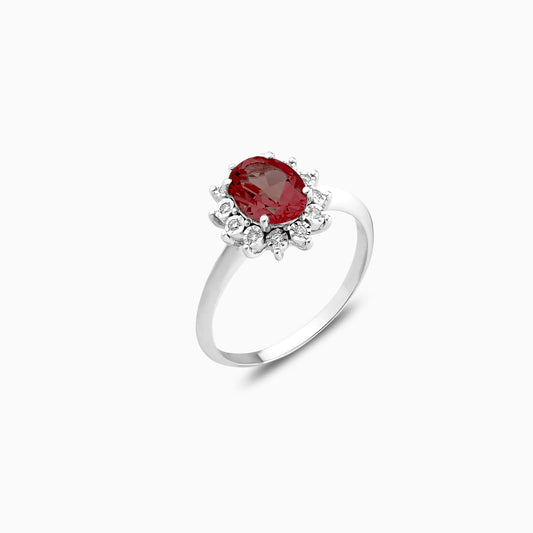 18K WHITE GOLD RING DECORATED WITH NATURAL DIAMOND AND RUBY STONES