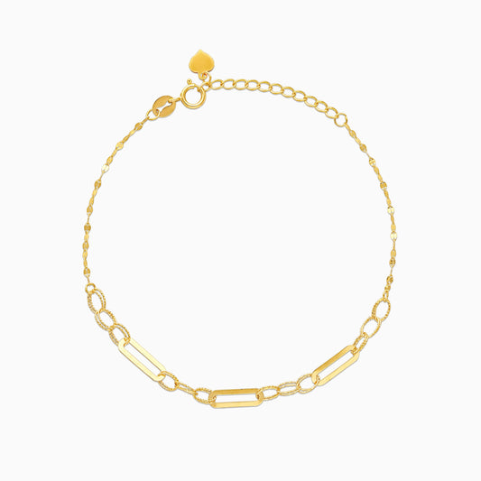 سوار أنيق بسلسلة وصلات من الذهب الأصفر عيار 18 قيراطًا