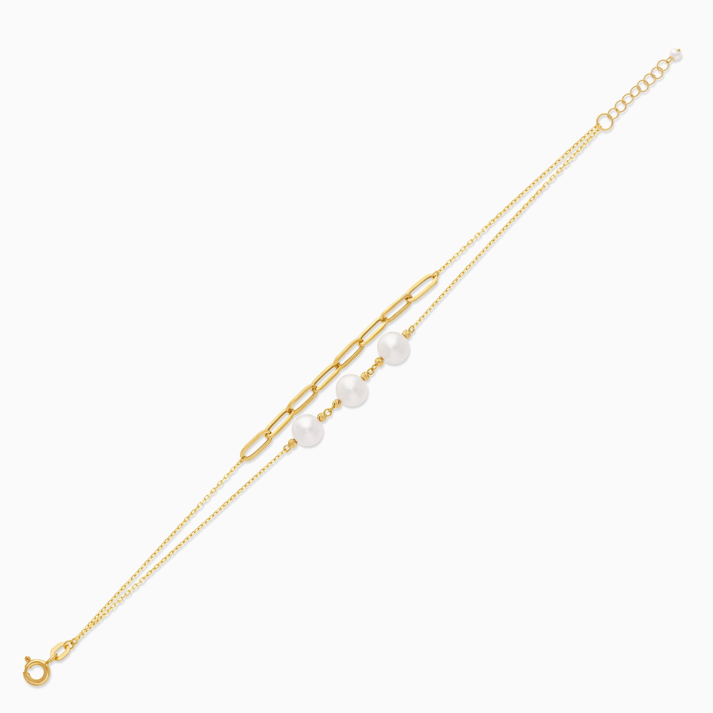 18k yellow gold 2-layer bracelet decorated with pearls | Danah Collection