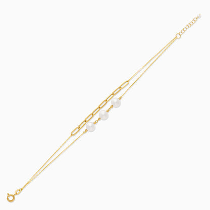18k yellow gold 2-layer bracelet decorated with pearls | Danah Collection