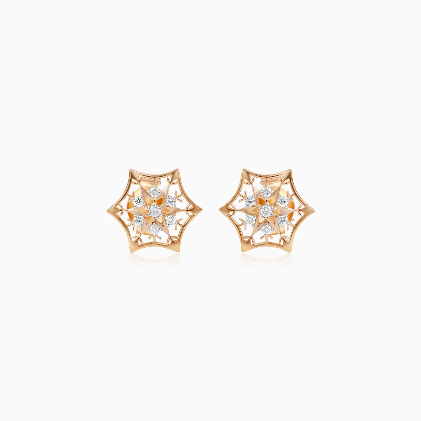 18k Yellow Gold Snowflake Diamond Earrings for Children | Disney Collection