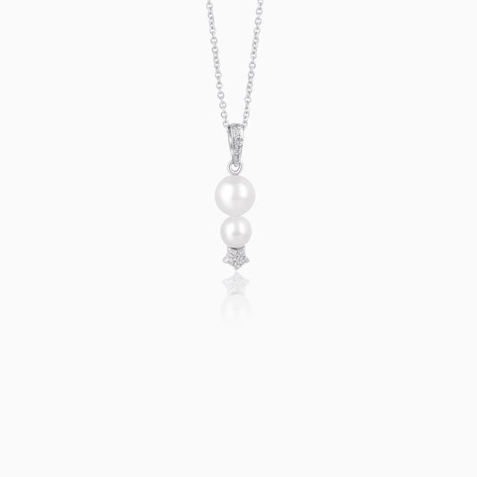 18k white gold necklace adorned with natural diamond and pearls | danah collection
