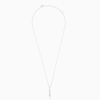 قلادة من الذهب الأبيض عيار 18 قيراطًا مرصعة بالألماس الطبيعي واللؤلؤ | مجموعة دانا