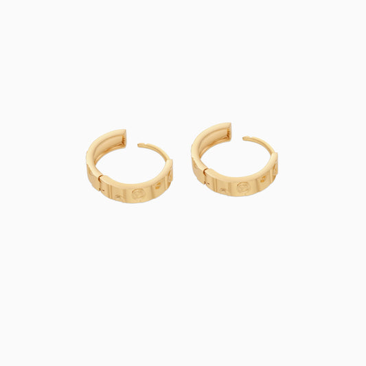 18k yellow gold earrings in round shape hoops