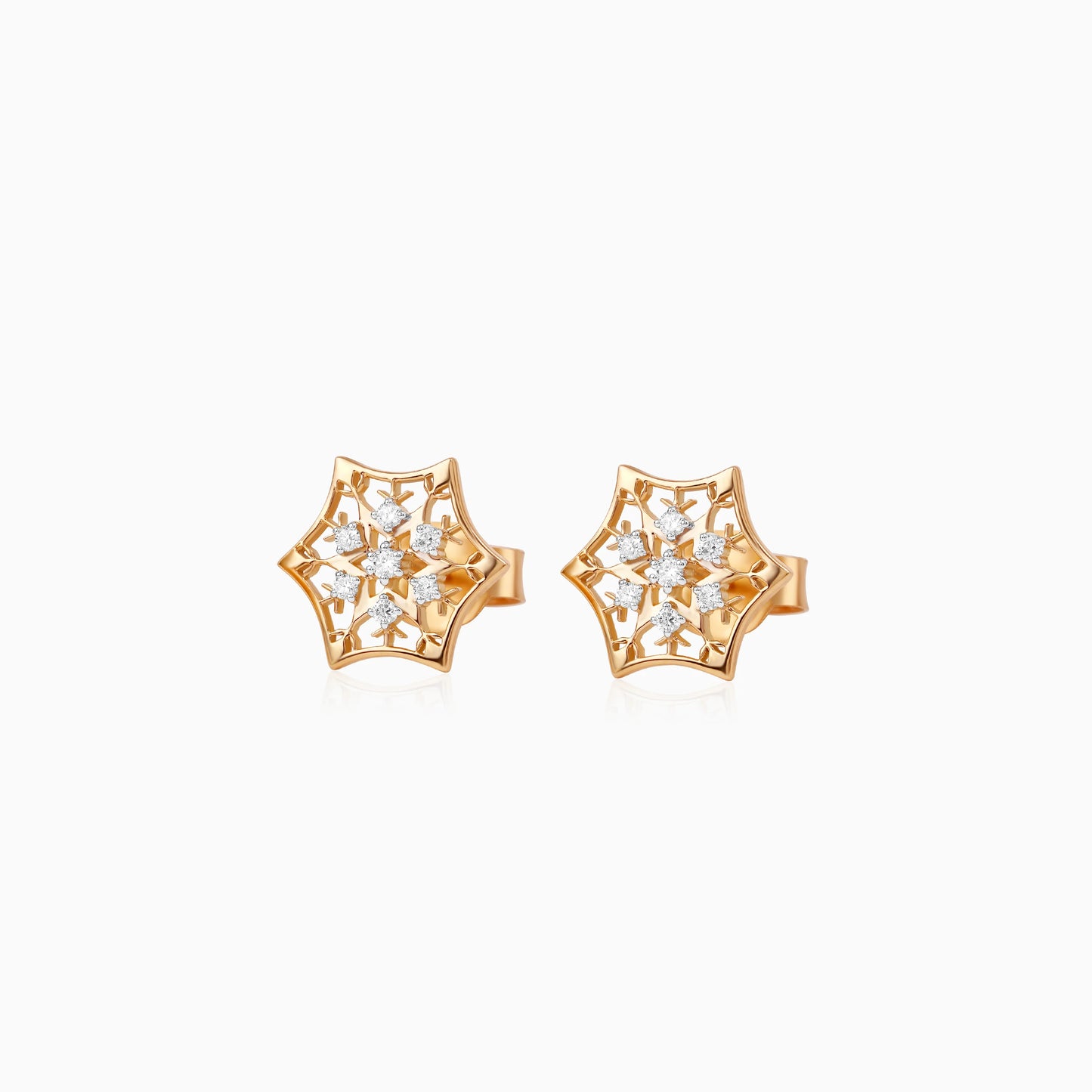 18k Yellow Gold Snowflake Diamond Earrings for Children | Disney Collection