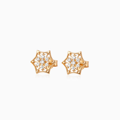 18k Yellow Gold Snowflake Diamond Earrings for Children | Disney Collection