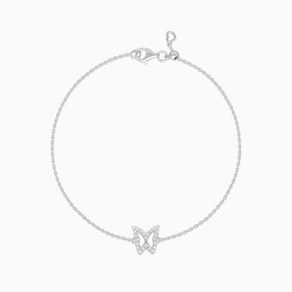 18k white gold adjustable bracelet butterfly shape decorated with natural diamond stones | Trendy collection