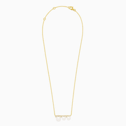 18k yellow necklace decorated with natural diamond and multiple sizes of pearls | Danah collection