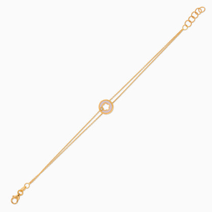 18K YELLOW GOLD BRACELET DECORATED BY NATURAL DIAMOND STONES AND PINK ENAMEL FOR KIDS