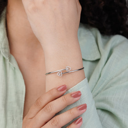 18K White Gold Dancing Diamond Bangles with Natural Diamonds | Dancing Diamond Collection