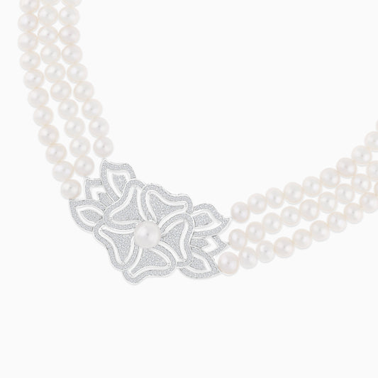 18K White Gold Chocker with a pearl and natural diamond | Danah Collection