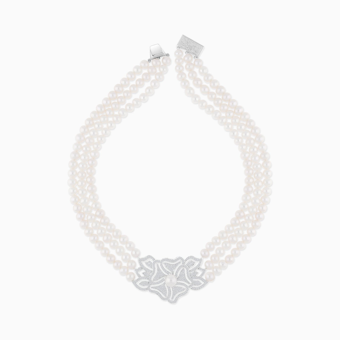 18K White Gold Chocker with a pearl and natural diamond | Danah Collection