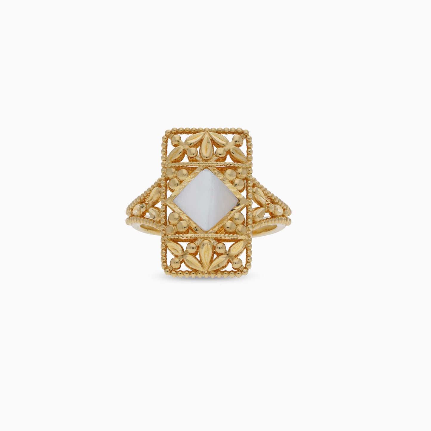 18K YELLOW GOLD RING WITH MOTHER OF PEARL