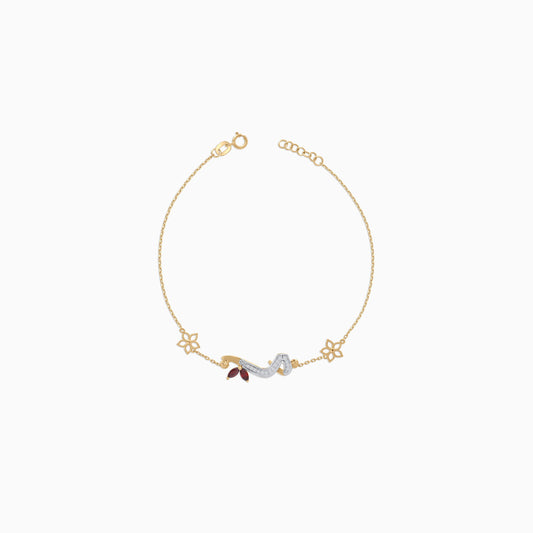 Arabic Meem Bracelet in 18K Gold with Natural Diamonds & Garnet | Horoufi Diamond Collection