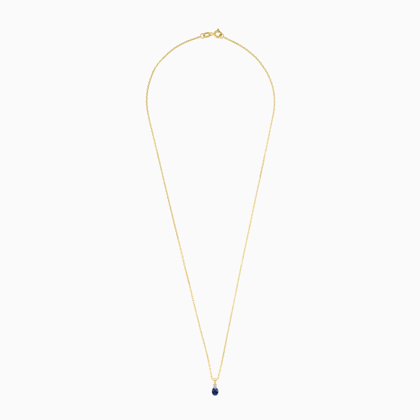 18k Yellow gold chain adorned with natural diamonds and a sapphire pendant | colour classic collection