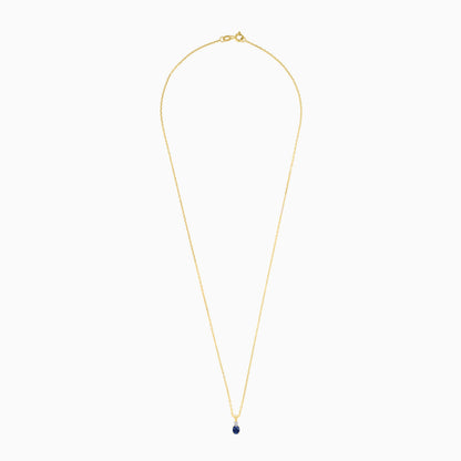 18k Yellow gold chain adorned with natural diamonds and a sapphire pendant | colour classic collection