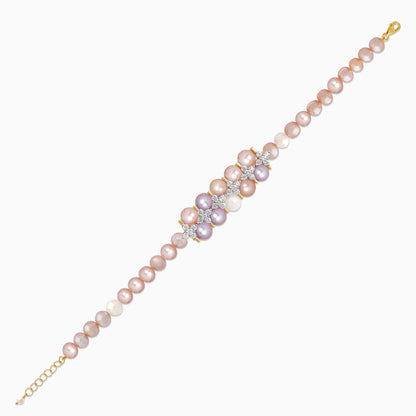 Multi-color pearls and natural diamonds Bracelet with 18k yellow gold | Danah Diamond collection