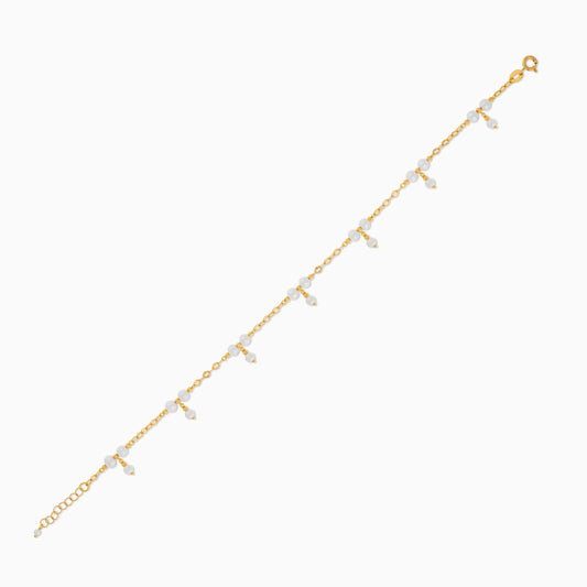 18K Yellow Gold Anklet Adorned with Freshwater Pearls from the Danah Collection
