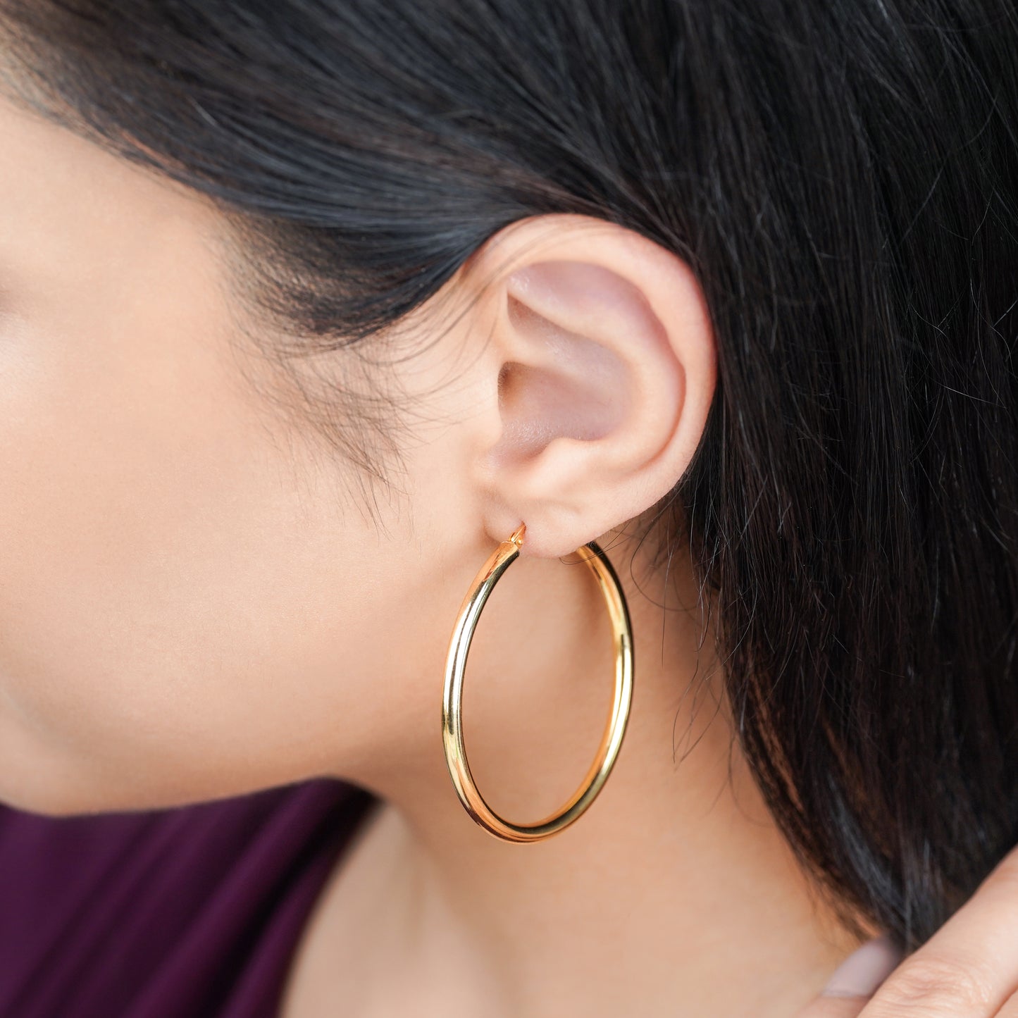 18K Yellow Gold Round Hoop Earrings – Hoops Gold Collection