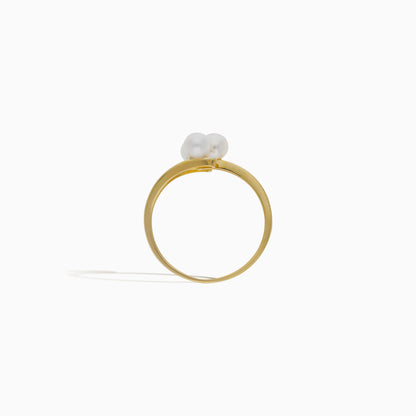 18K YELLOW GOLD OPEN RING DECORATED WITH WHITE PEARLS FROM DANAH COLLECTION