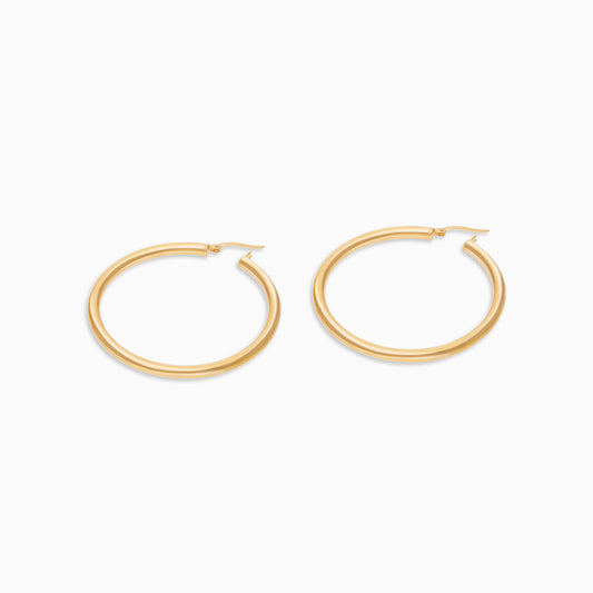 18K Yellow Gold Round Hoop Earrings – Hoops Gold Collection