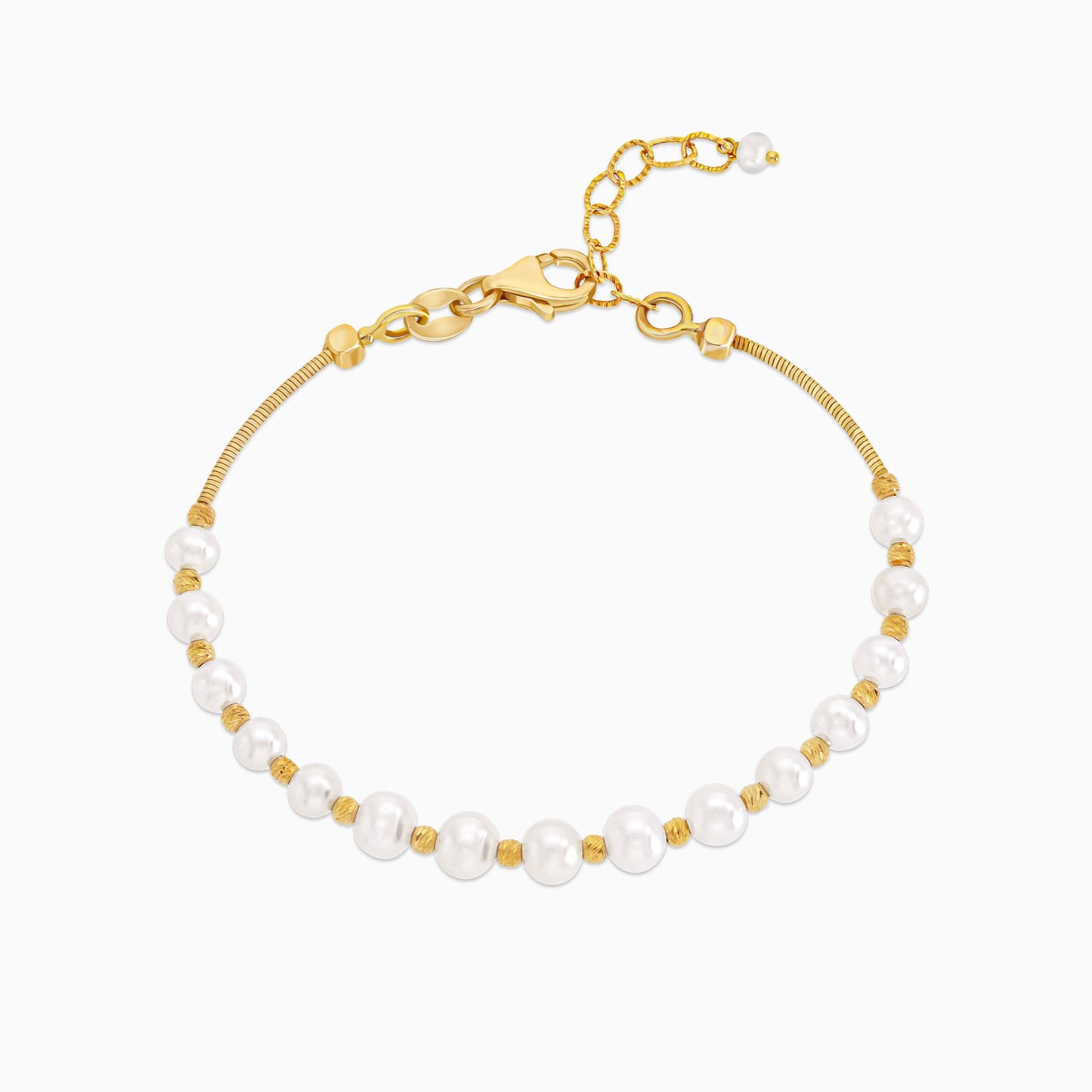 18k yellow gold bangle decorated with white pearls - from Danah