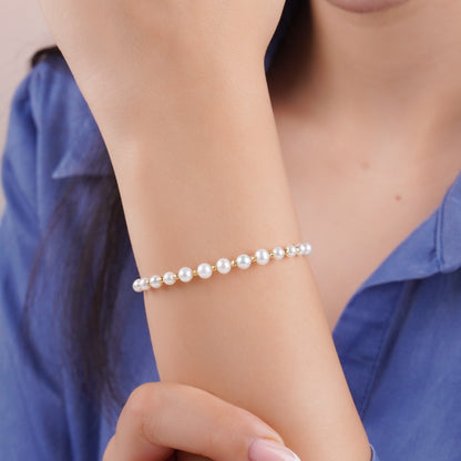 18k yellow gold bangle decorated with white pearls - from Danah