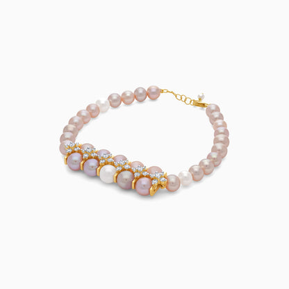 Multi-color pearls and natural diamonds Bracelet with 18k yellow gold | Danah Diamond collection
