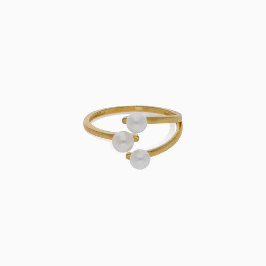 18K YELLOW GOLD OPEN RING DECORATED WITH WHITE PEARLS FROM DANAH COLLECTION