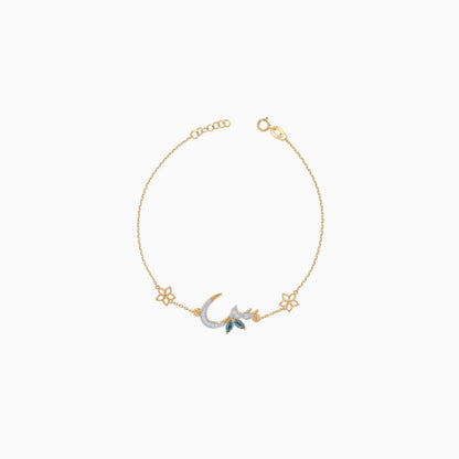 18K Yellow Gold 'Seen' Letter Bracelet with Natural Diamonds & Blue Topaz | Horoufi Diamond Collection
