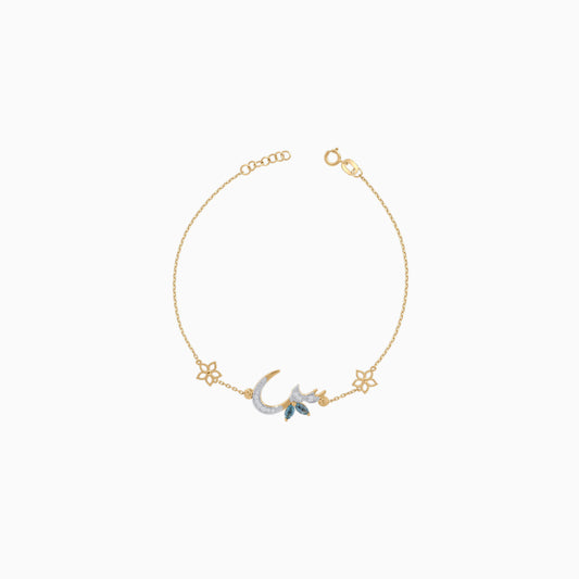 18K Yellow Gold 'Seen' Letter Bracelet with Natural Diamonds & Blue Topaz | Horoufi Diamond Collection