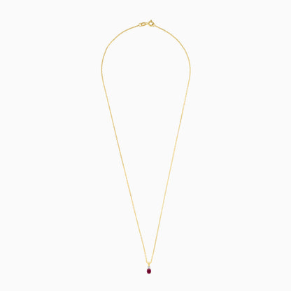 18k Yellow gold necklace decorated with natural diamonds and ruby stones | colour classic