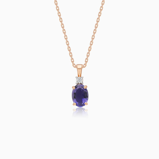 18k Rose Gold Necklace Decorated with Iolite Gems and Natural Diamond | Colour Classic Collection